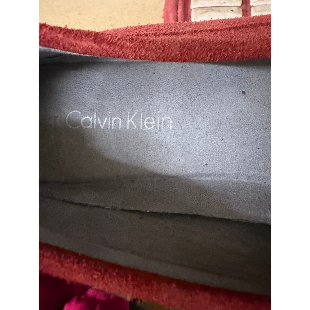Calvin Klein Mens Red Suede Driving Loafers Moc Toe Slip On Size 11 - Picture 5 of 6
